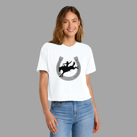 Bucking Bronc & Horseshoe Crop Tee